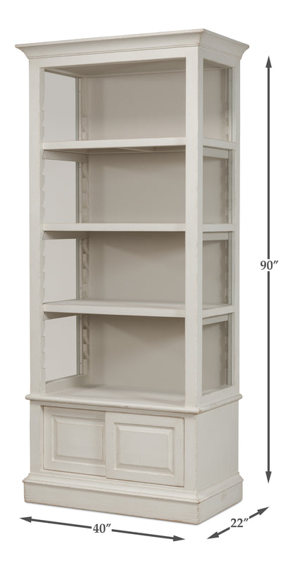 Sarreid - Zoey Bookcase  Antique White - White - Transitional