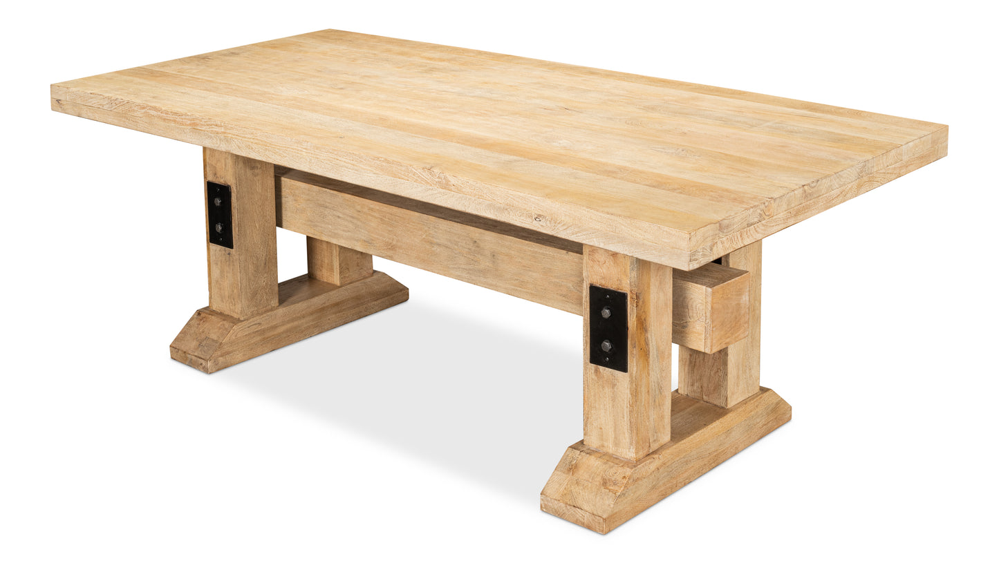 Sarreid - Stoltman Pedestal Dining Table - NATURAL - Farmhouse