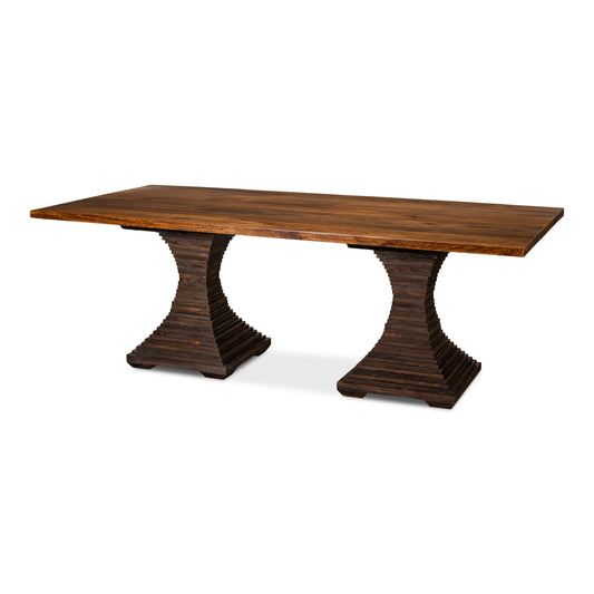 Sarreid - Aesthetic Pedestal Dining Table - Brown - Eclectic