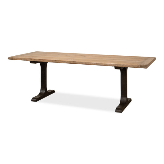 Sarreid - Decan Dining Table W/Iron Base - NATURAL - Transitional