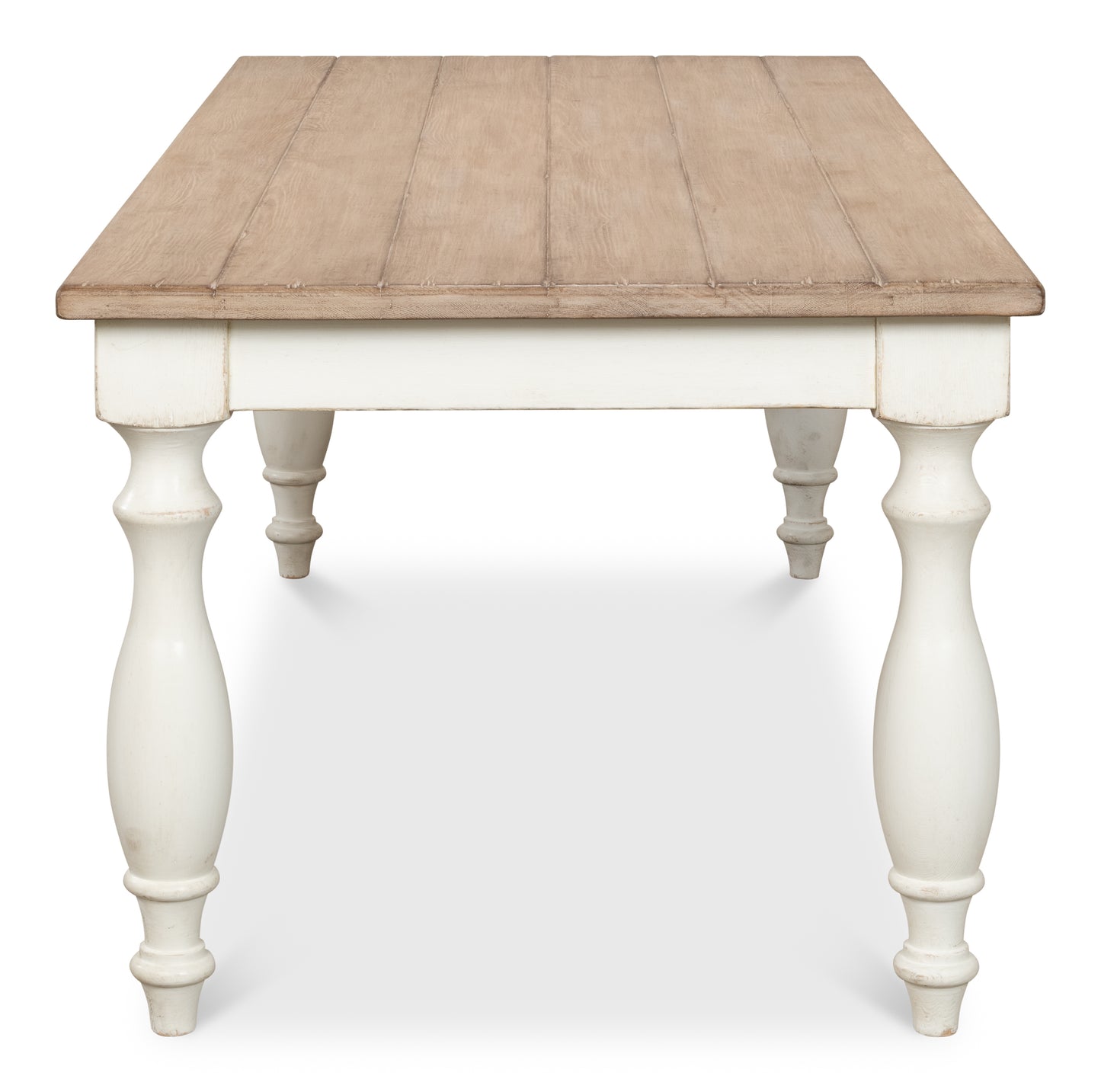 Sarreid - Brie Dining Table  Ant.White/Natural Top - White - Transitional