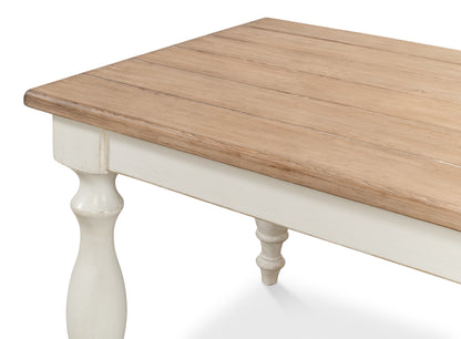 Sarreid - Brie Dining Table  Ant.White/Natural Top - White - Transitional