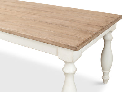 Sarreid - Brie Dining Table  Ant.White/Natural Top - White - Transitional