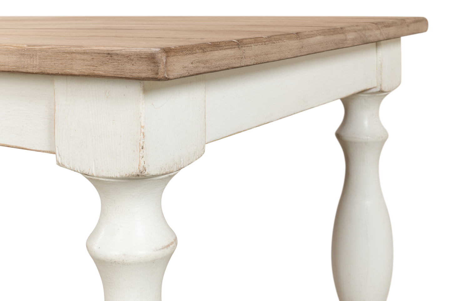 Sarreid - Brie Dining Table  Ant.White/Natural Top - White - Transitional