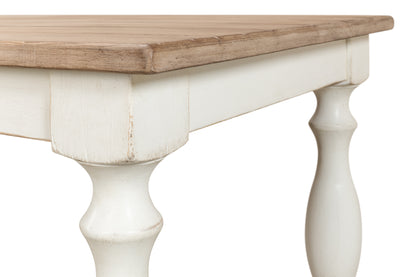Sarreid - Brie Dining Table  Ant.White/Natural Top - White - Transitional