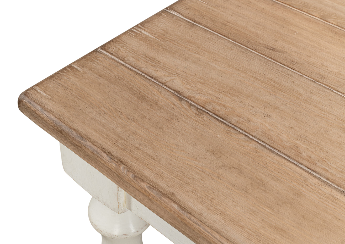 Sarreid - Brie Dining Table  Ant.White/Natural Top - White - Transitional