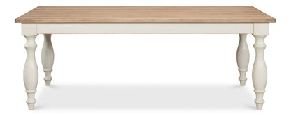 Sarreid - Brie Dining Table  Ant.White/Natural Top - White - Transitional