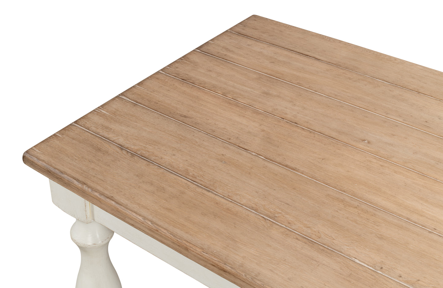 Sarreid - Brie Dining Table  Ant.White/Natural Top - White - Transitional