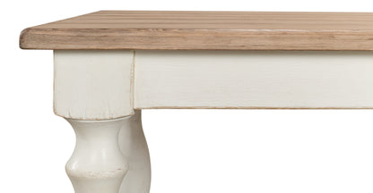 Sarreid - Brie Dining Table  Ant.White/Natural Top - White - Transitional
