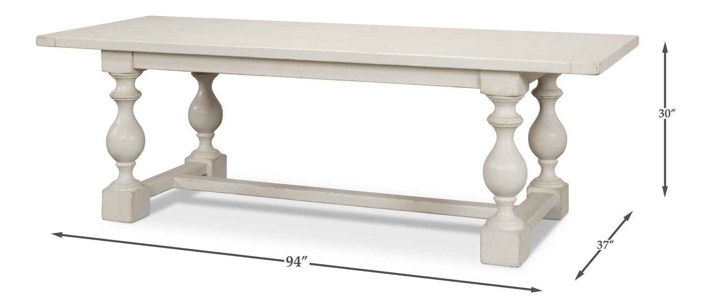 Sarreid - Owen Dining Table  Antique White - White - Transitional
