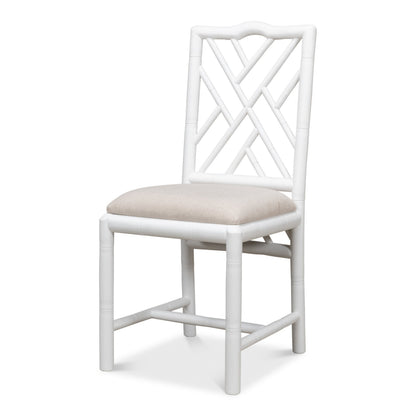 Sarreid - Brighton Bamboo Side Chair  White - White - Traditional - set of 2