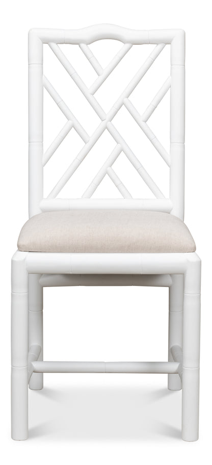 Sarreid - Brighton Bamboo Side Chair  White - White - Traditional - set of 2