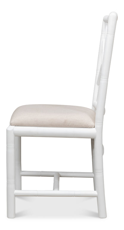 Sarreid - Brighton Bamboo Side Chair  White - White - Traditional - set of 2
