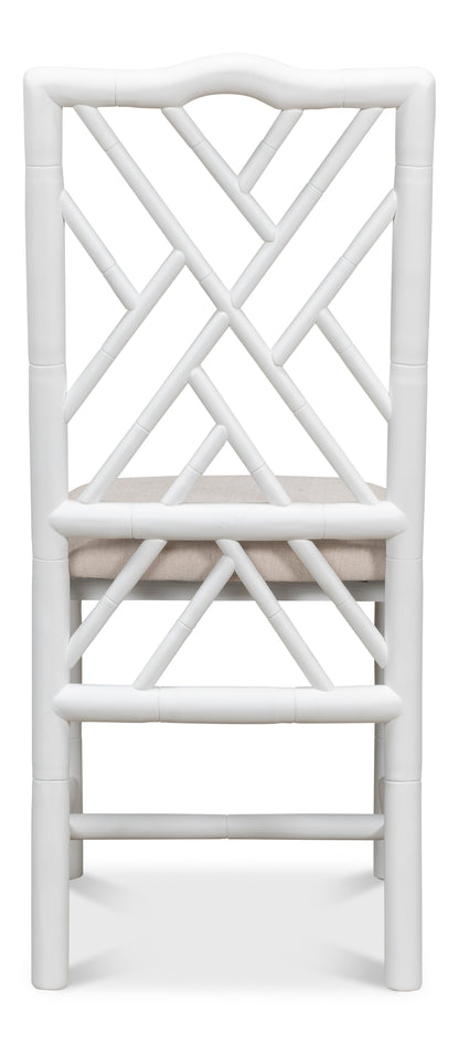 Sarreid - Brighton Bamboo Side Chair  White - White - Traditional - set of 2