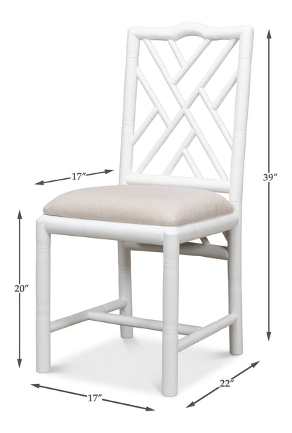Sarreid - Brighton Bamboo Side Chair  White - White - Traditional - set of 2