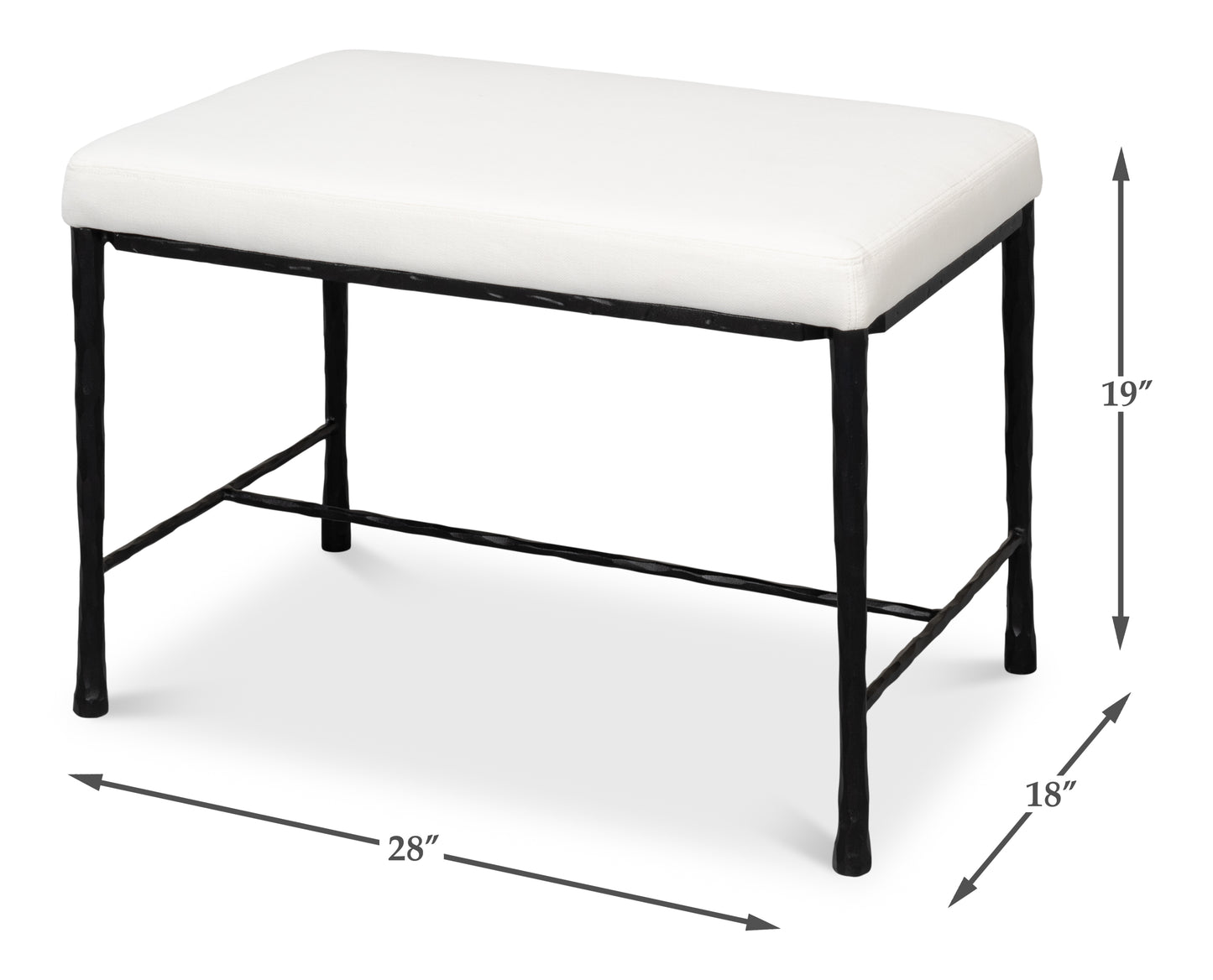 Sarreid - Kings Road Bench - White - Transitional