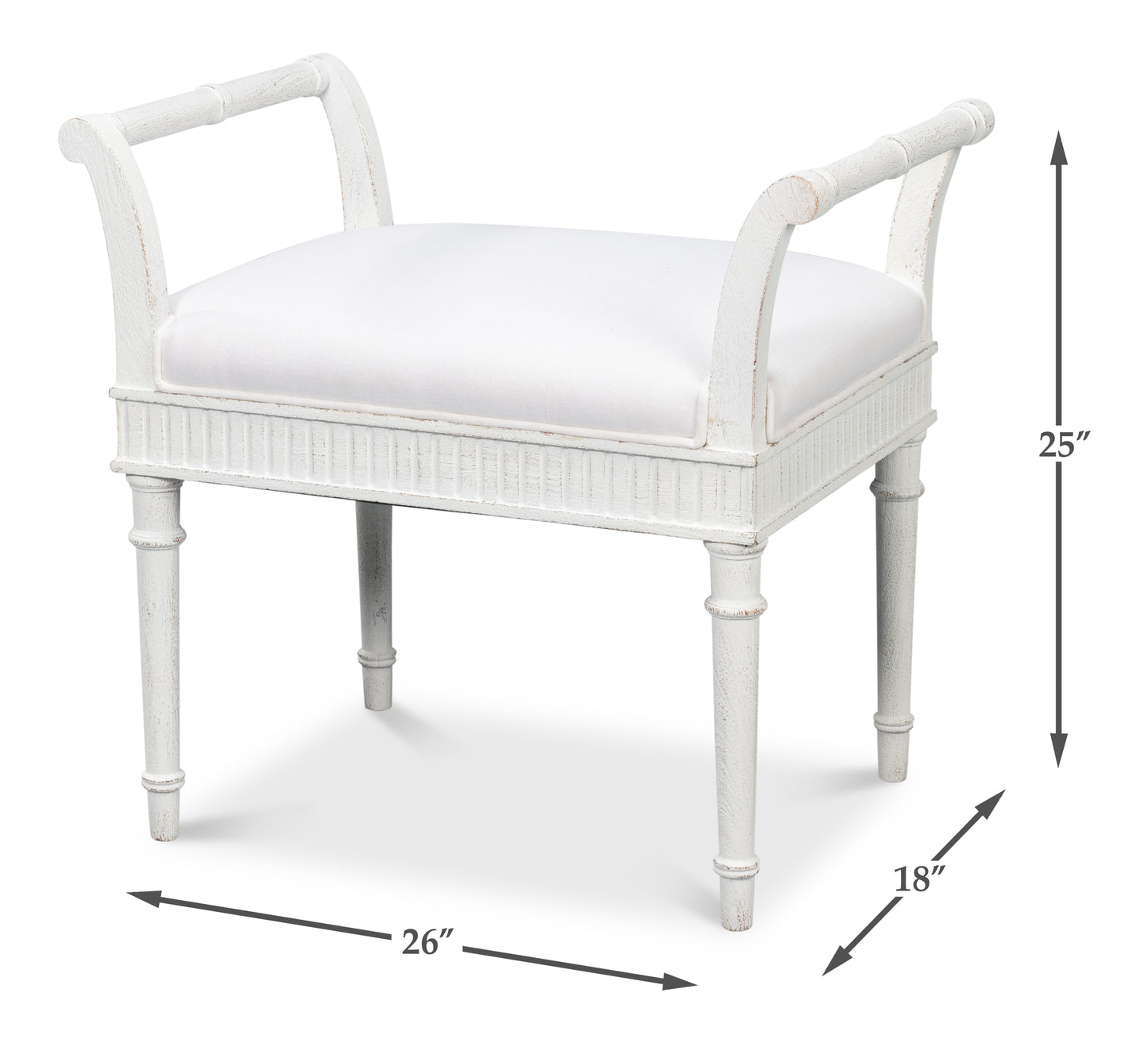 Sarreid - Gale Bungalow Bench - White - Transitional