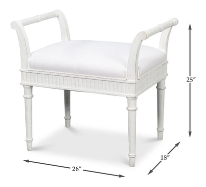 Sarreid - Gale Bungalow Bench - White - Transitional