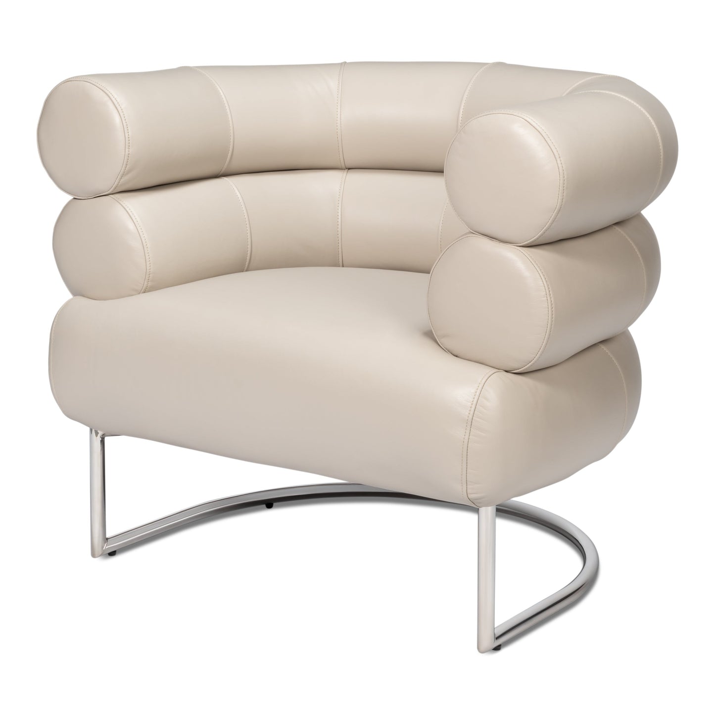 Sarreid - Rondo Occasional Leather Chair White - White - Contemporary