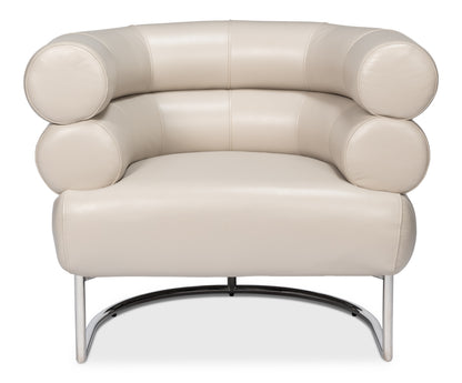 Sarreid - Rondo Occasional Leather Chair White - White - Contemporary