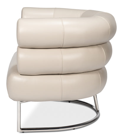 Sarreid - Rondo Occasional Leather Chair White - White - Contemporary