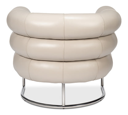 Sarreid - Rondo Occasional Leather Chair White - White - Contemporary