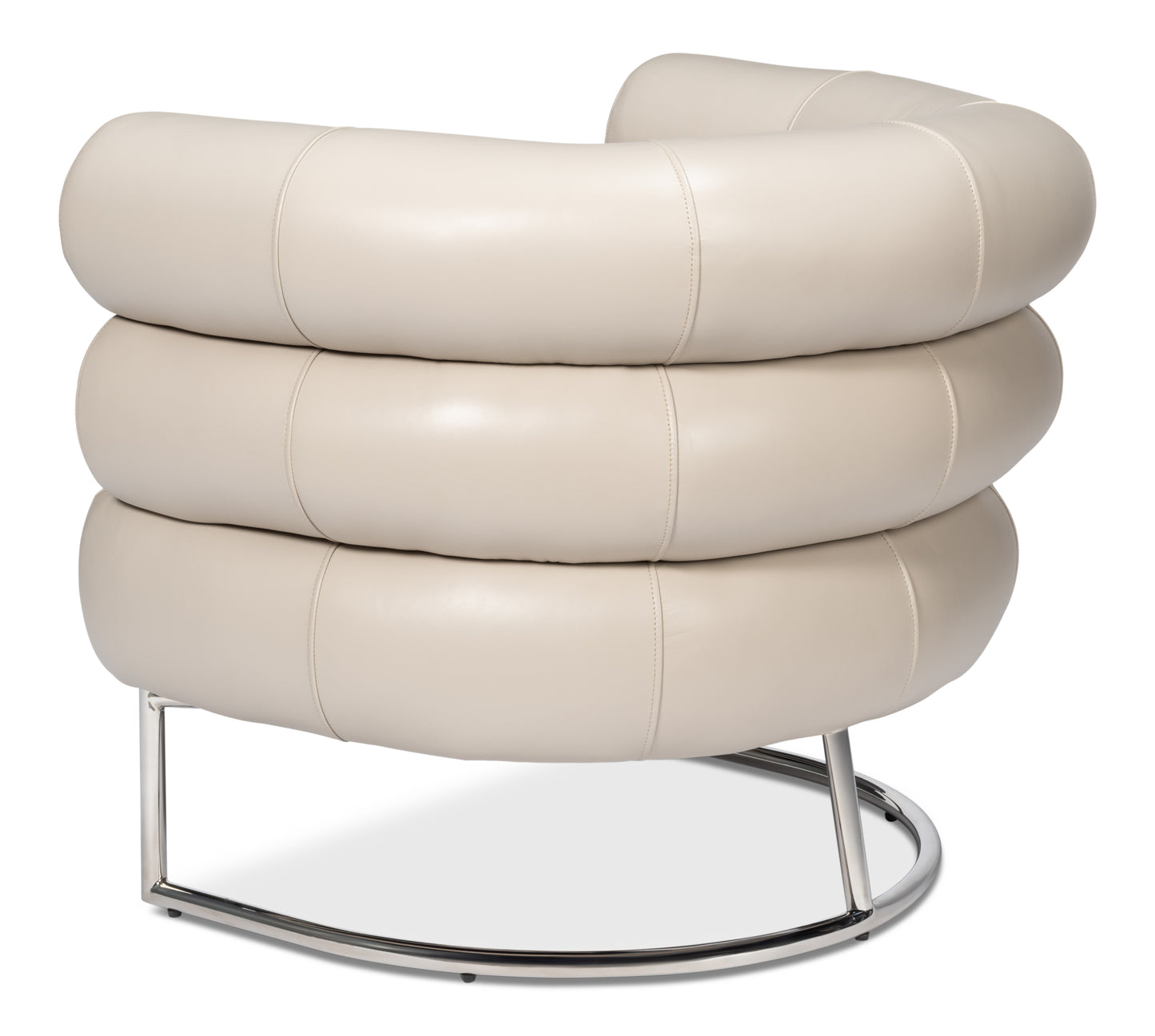 Sarreid - Rondo Occasional Leather Chair White - White - Contemporary