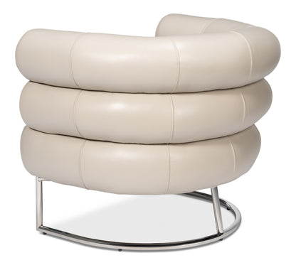 Sarreid - Rondo Occasional Leather Chair White - White - Contemporary