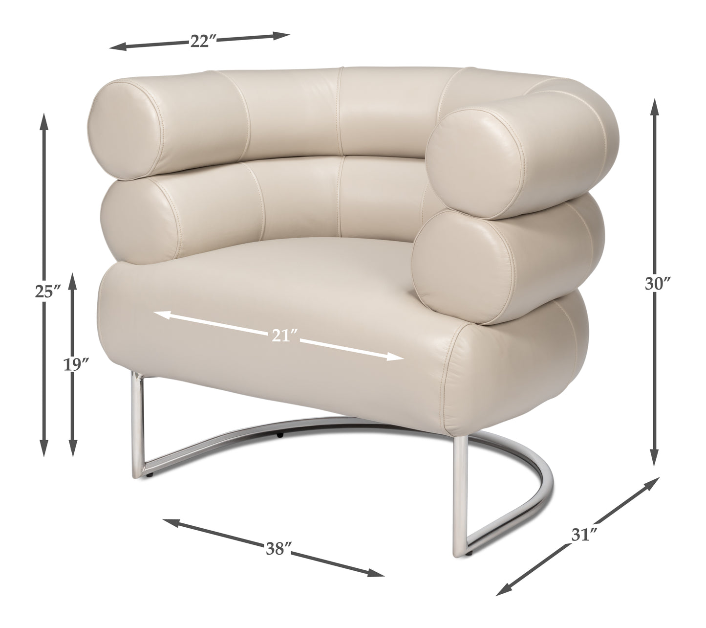 Sarreid - Rondo Occasional Leather Chair White - White - Contemporary