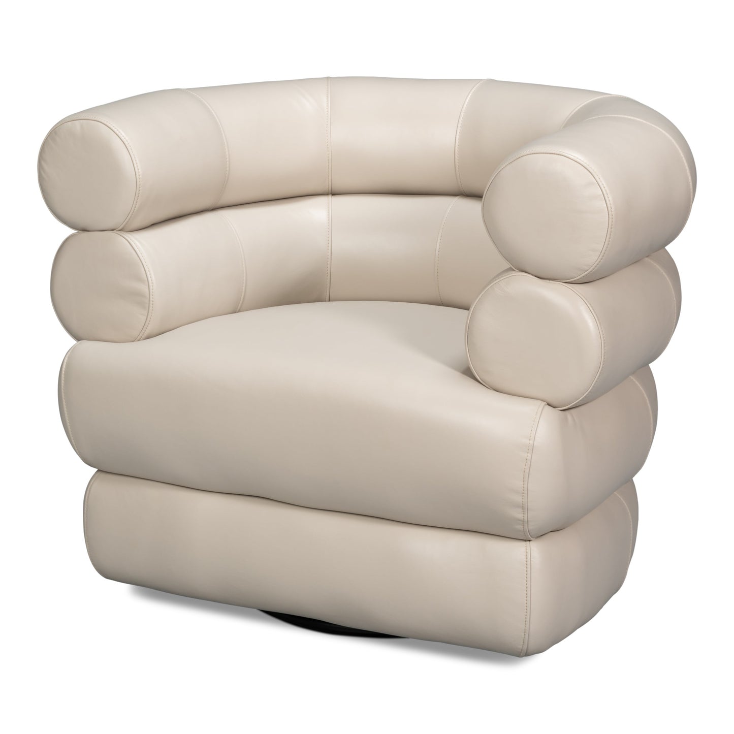 Sarreid - Rondo Leather Swivel Chair  White - White - Contemporary