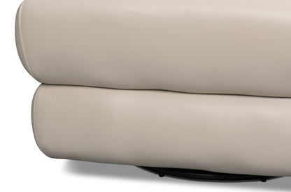 Sarreid - Rondo Leather Swivel Chair  White - White - Contemporary