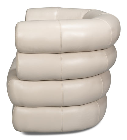 Sarreid - Rondo Leather Swivel Chair  White - White - Contemporary