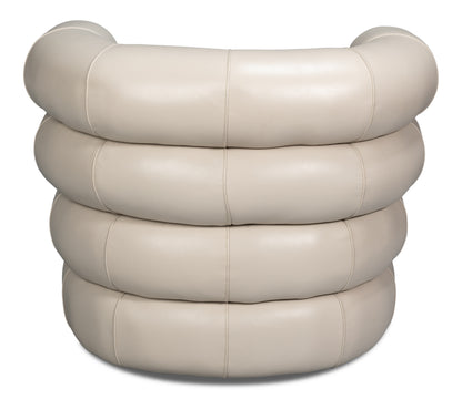 Sarreid - Rondo Leather Swivel Chair  White - White - Contemporary