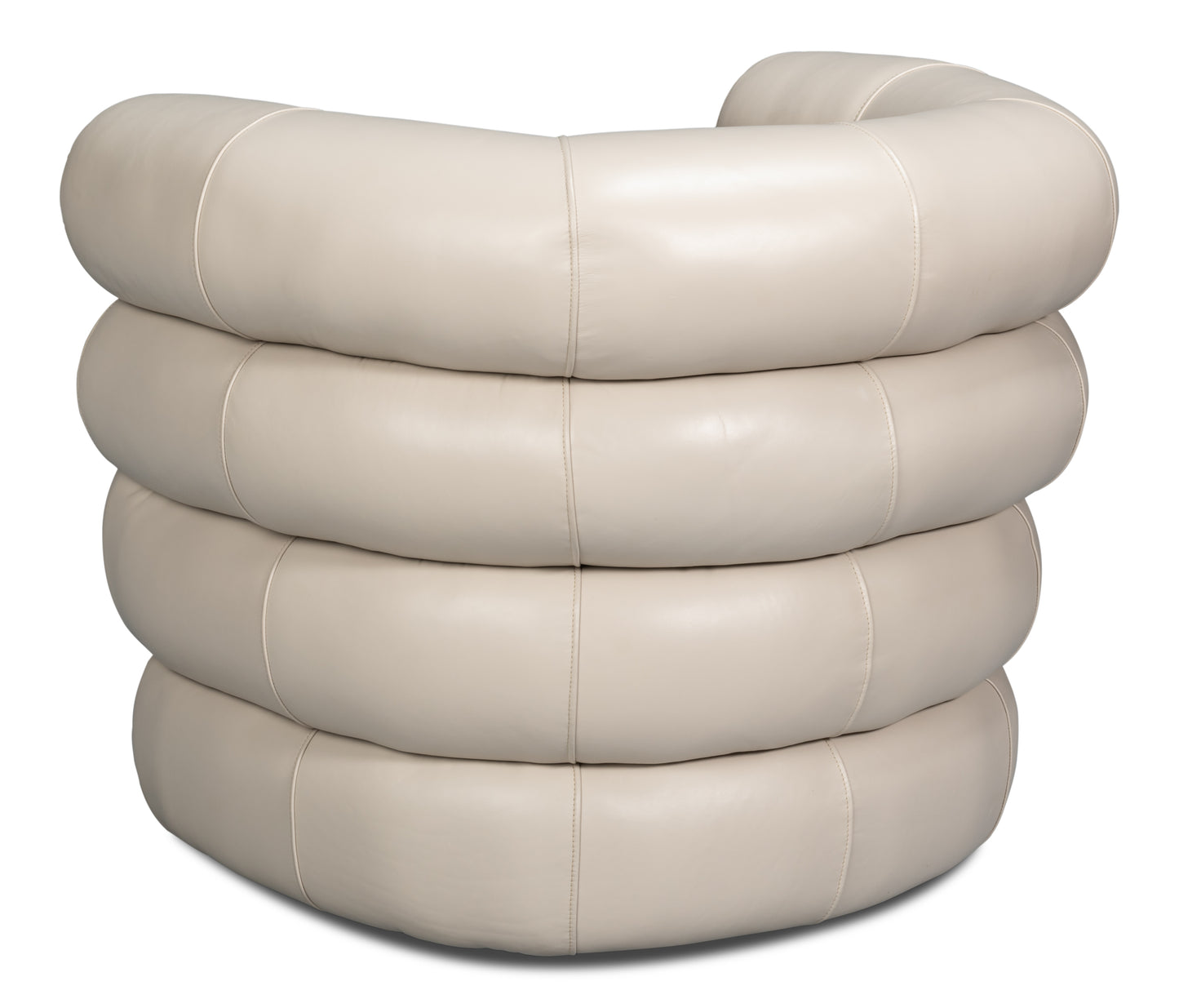Sarreid - Rondo Leather Swivel Chair  White - White - Contemporary