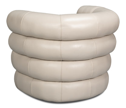 Sarreid - Rondo Leather Swivel Chair  White - White - Contemporary