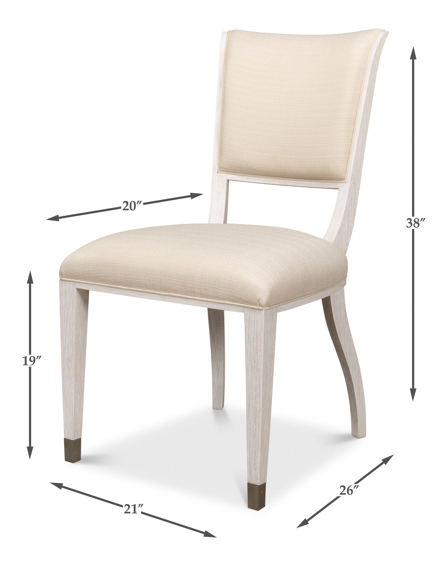 Sarreid - Elegant Dining Side Chair Whitewash Wht - White - Transitional - set of 2