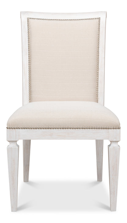 Sarreid - Scroll Back Dining Sd/Chr Whitewash Wht - White - Transitional - set of 2