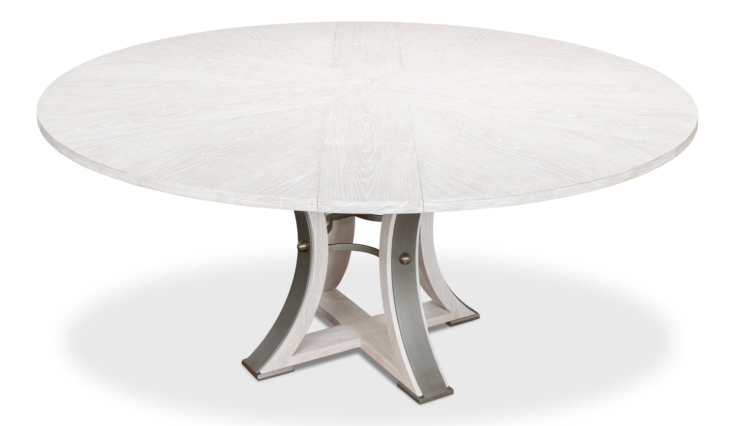 Sarreid - Tower Jupe Dining Table Med Whitewash Wh - White - Transitional