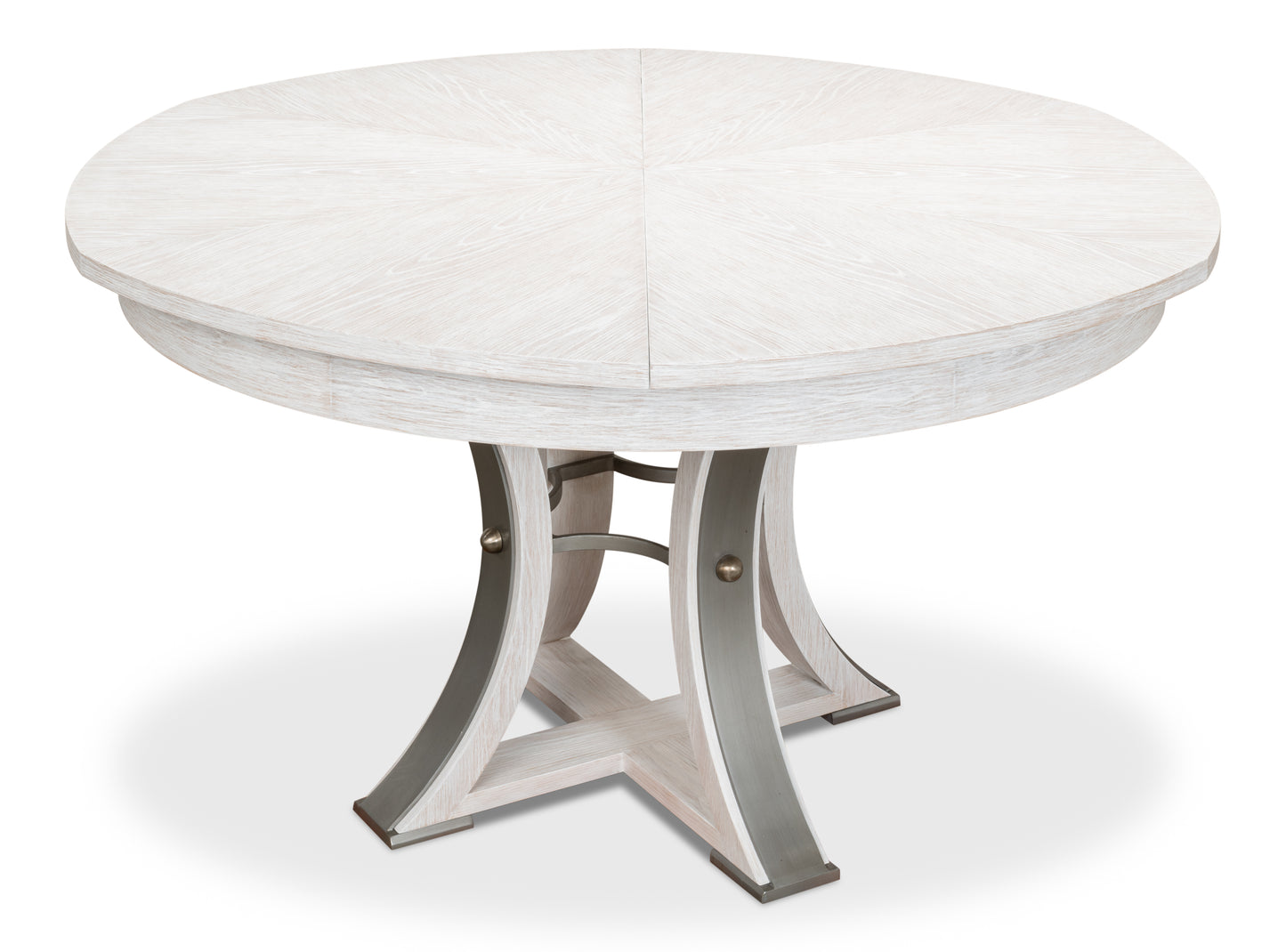 Sarreid - Tower Jupe Dining Table Med Whitewash Wh - White - Transitional