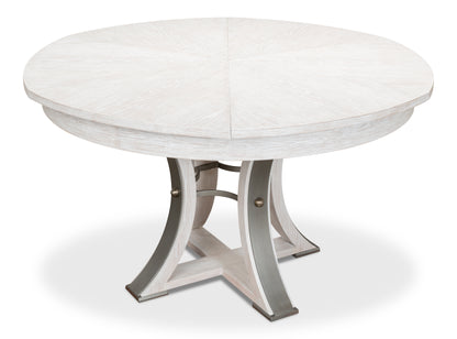 Sarreid - Tower Jupe Dining Table Med Whitewash Wh - White - Transitional
