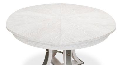 Sarreid - Tower Jupe Dining Table Med Whitewash Wh - White - Transitional