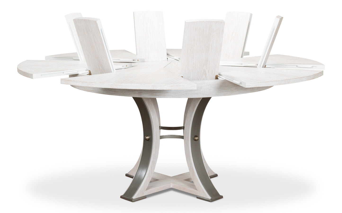 Sarreid - Tower Jupe Dining Table Med Whitewash Wh - White - Transitional