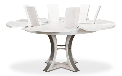 Sarreid - Tower Jupe Dining Table Med Whitewash Wh - White - Transitional