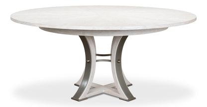 Sarreid - Tower Jupe Dining Table Med Whitewash Wh - White - Transitional
