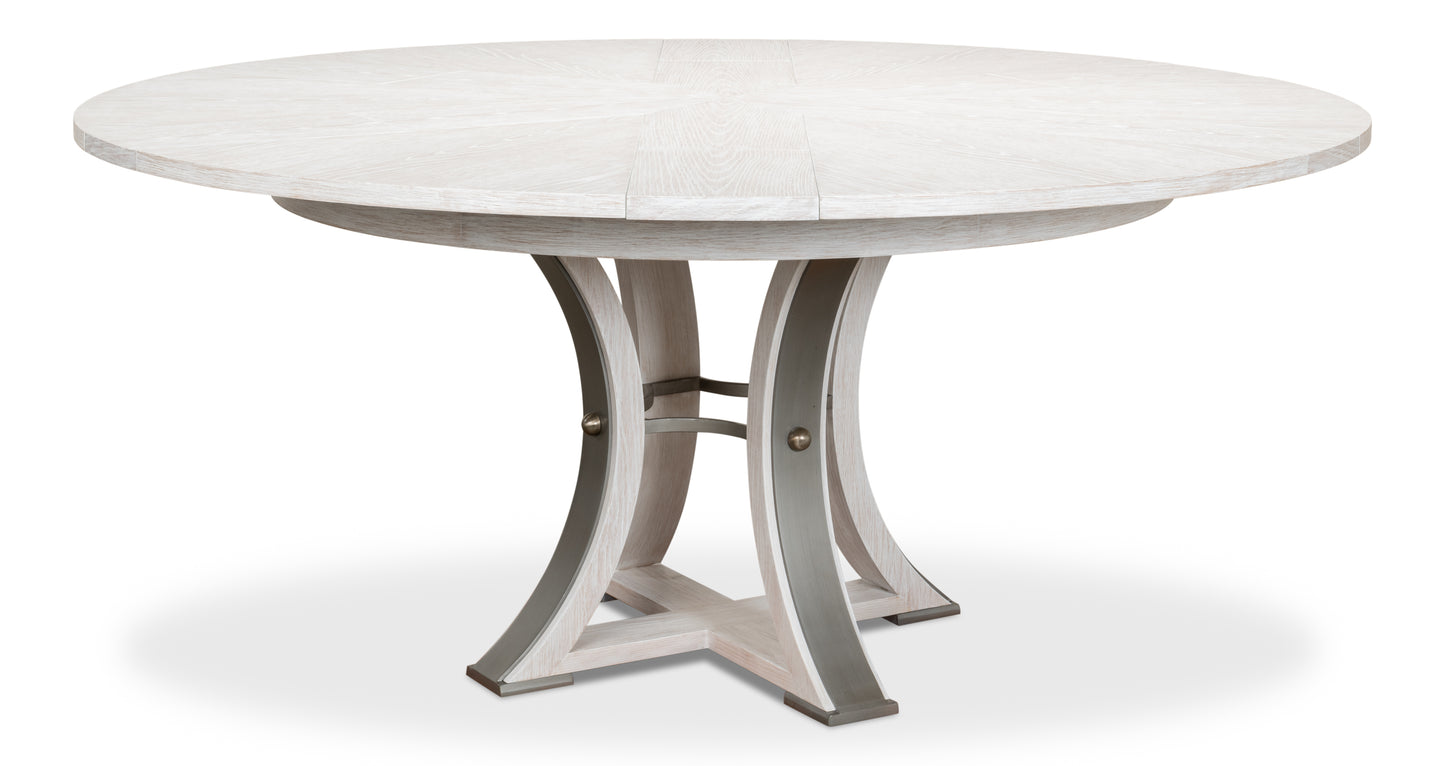 Sarreid - Tower Jupe Dining Table Med Whitewash Wh - White - Transitional