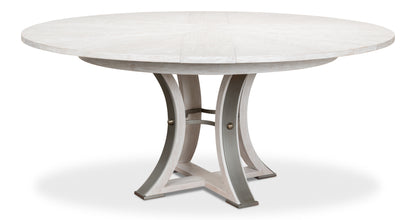 Sarreid - Tower Jupe Dining Table Med Whitewash Wh - White - Transitional
