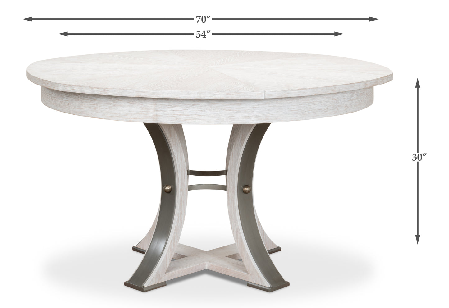 Sarreid - Tower Jupe Dining Table Med Whitewash Wh - White - Transitional