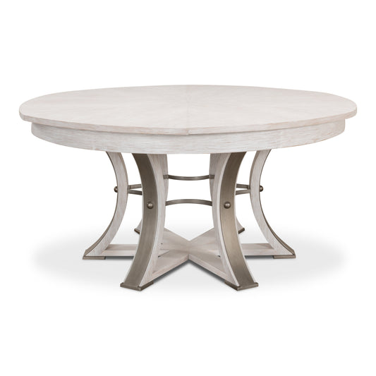 Sarreid - Tower Jupe Dining Table Lg Whitewash Wht - White - Transitional