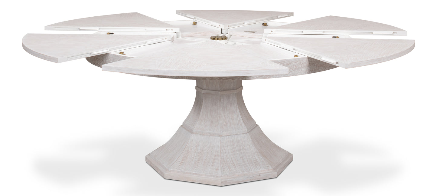 Sarreid - Giselle Jupe Dining Tbl Lg Whitewash Wht - White - Transitional