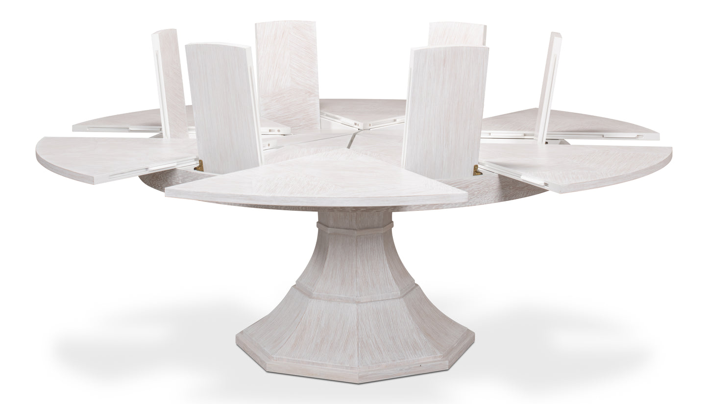 Sarreid - Giselle Jupe Dining Tbl Lg Whitewash Wht - White - Transitional